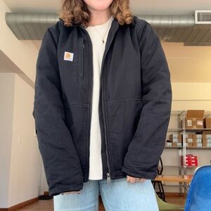 Carhartt Men’s Full Swing Loose Fit Washed Duck Fleece-Lined Jacket